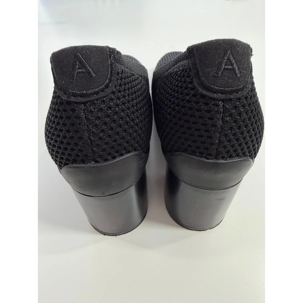 Aerosoles Casanna Black Knit Block Heel Pumps Square Toe Shoes Womens 7M